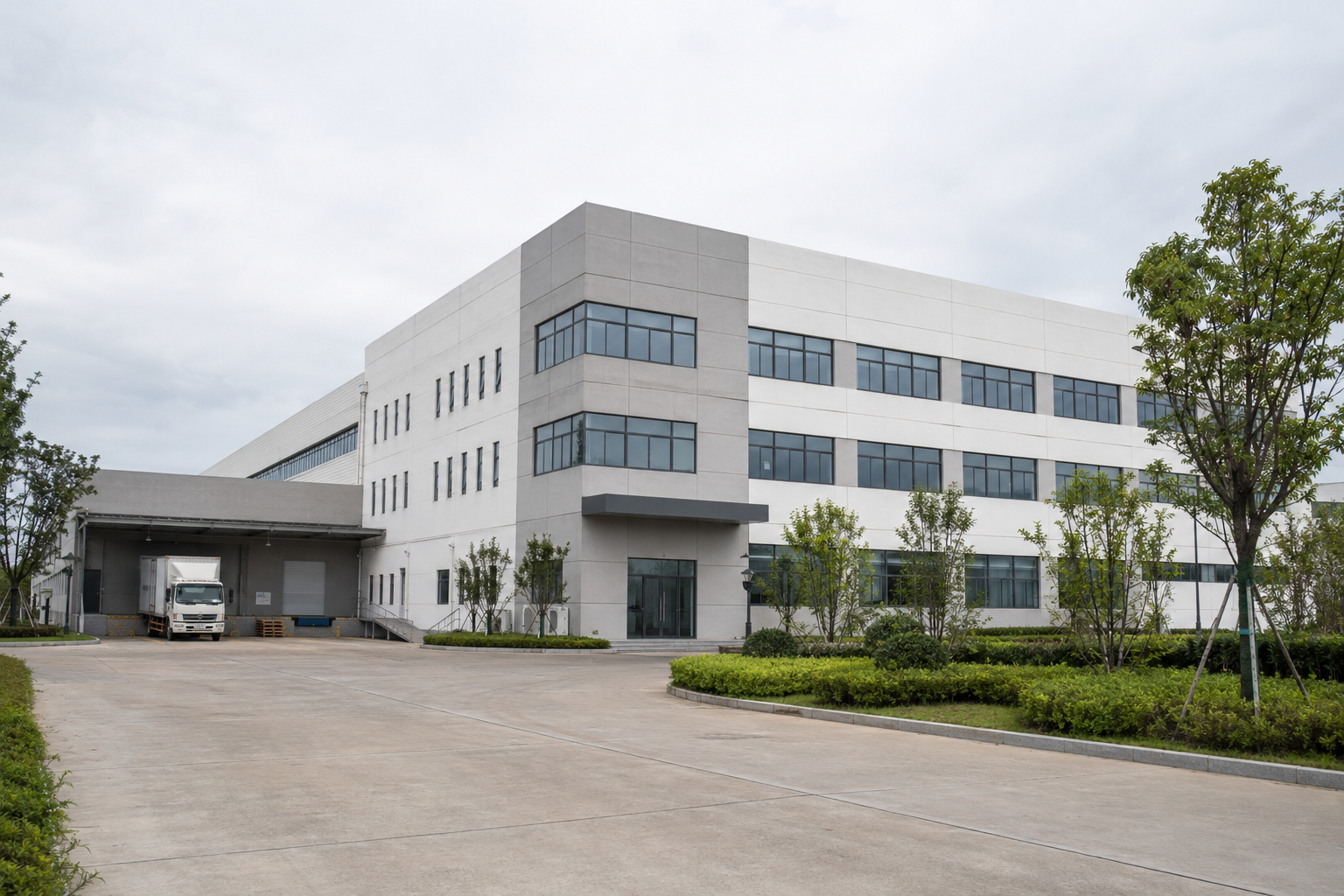 Conceptual visualization of a modern MOKA small appliance manufacturing facility